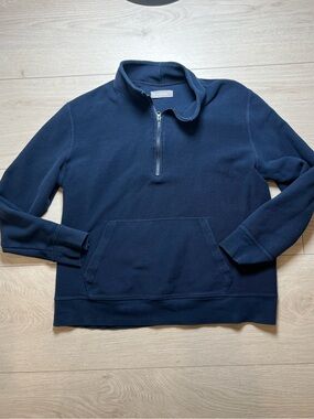 Everlane Navy Half-Zip Sweater Pullover 100% organic cotton